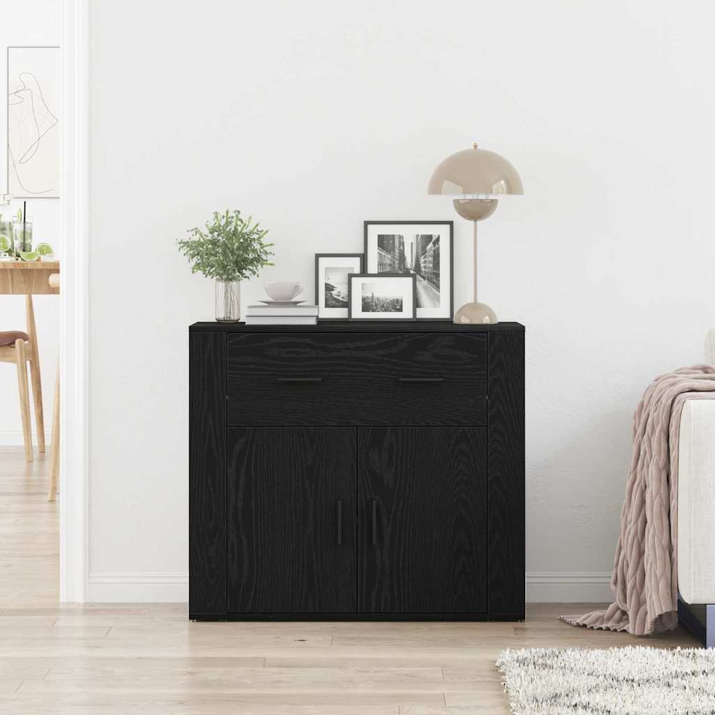 Buffet avec tiroir Chêne noir 80 x 33 x 70 cm Bois d'ingénierie - XIOS