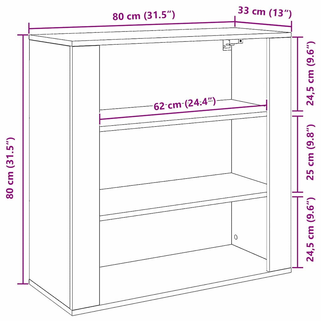 Meuble mural Chêne noir 80 x 33 x 80 cm Bois d'ingénierie - XIOS