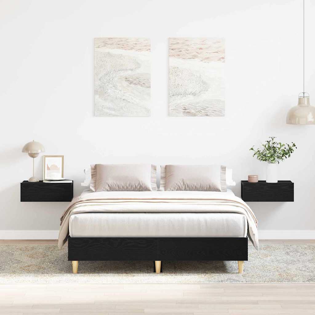 Cadre de lit Chêne noir 135 x 190 cm Bois d'ingénierie - XIOS