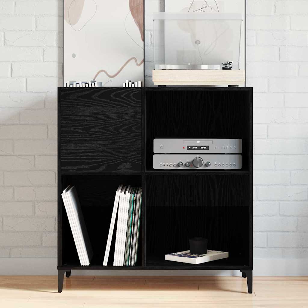 Meuble à vinyles Chêne noir 84.5 x 38 x 89 cm Bois d'ingénierie - XIOS