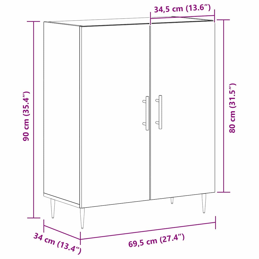 Buffet Chêne noir 69,5 x 34 x 90 cm Bois d'ingénierie - XIOS