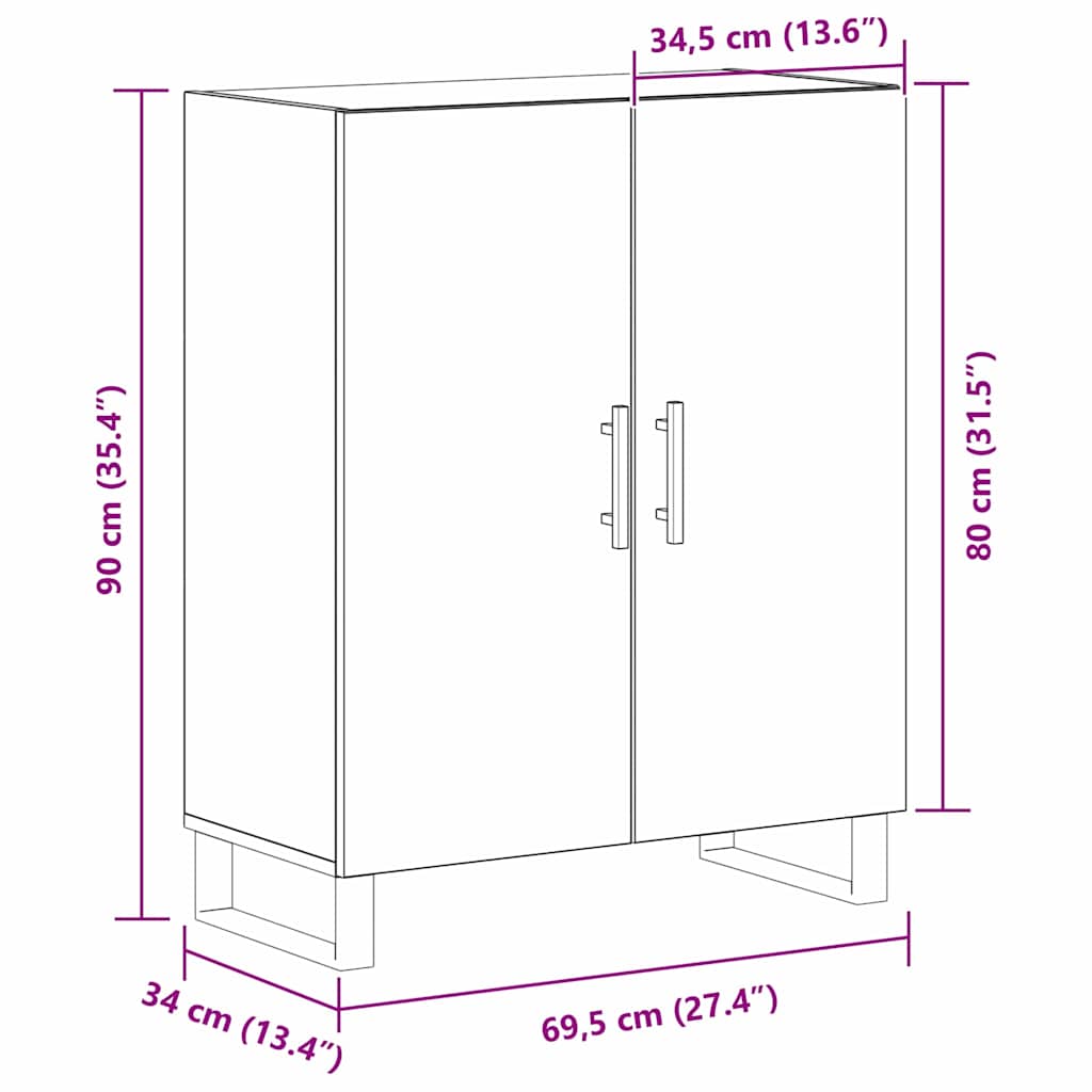 Buffet Chêne noir 69,5 x 34 x 90 cm Bois d'ingénierie - XIOS