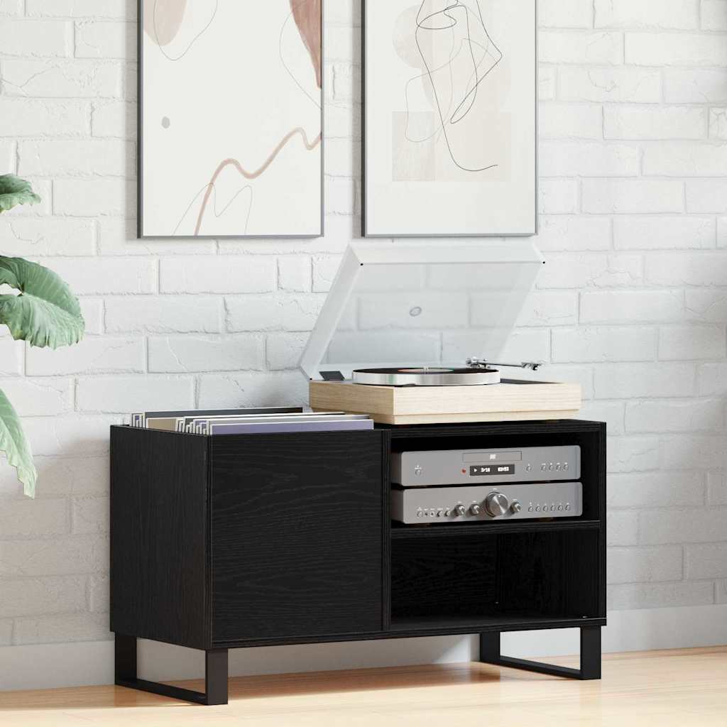 Meuble à vinyles Chêne noir 85 x 38 x 48 cm Bois d'ingénierie - XIOS