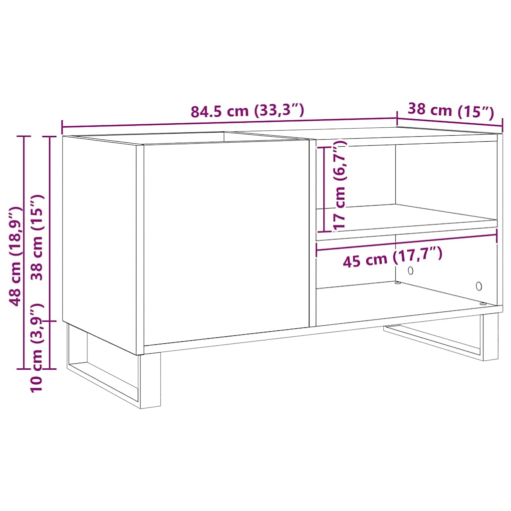 Meuble à vinyles Chêne noir 85 x 38 x 48 cm Bois d'ingénierie - XIOS