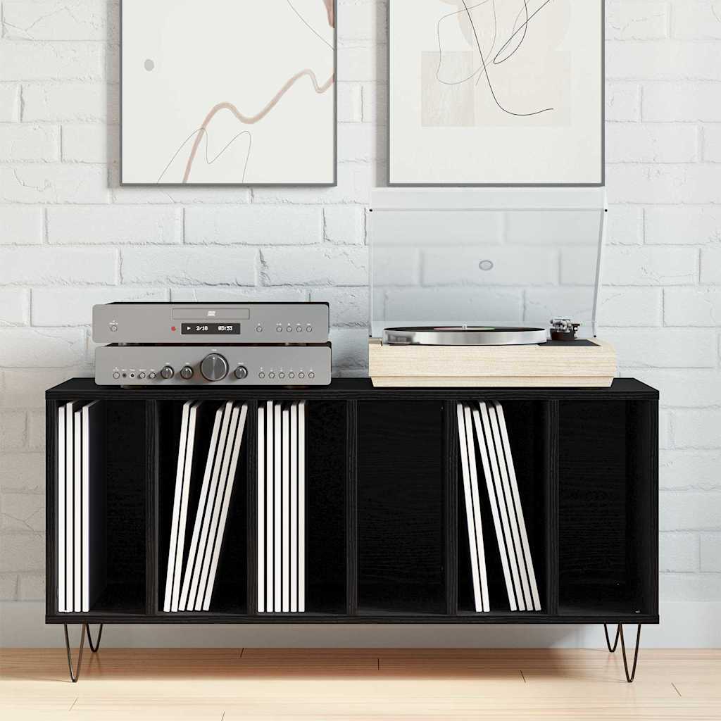 Meuble à vinyles Chêne noir 100 x 38 x 48 cm Bois d'ingénierie - XIOS