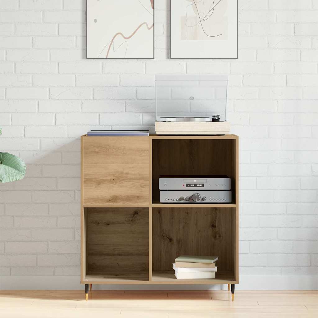 Meuble à vinyles avec étagère chêne artisanal 85 x 38 x 89 cm - XIOS