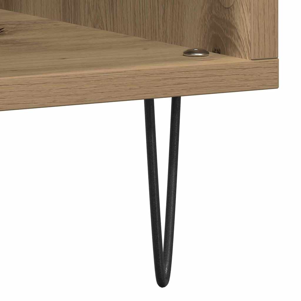 Meuble à vinyles avec étagère chêne artisanal 85 x 38 x 89 cm - XIOS