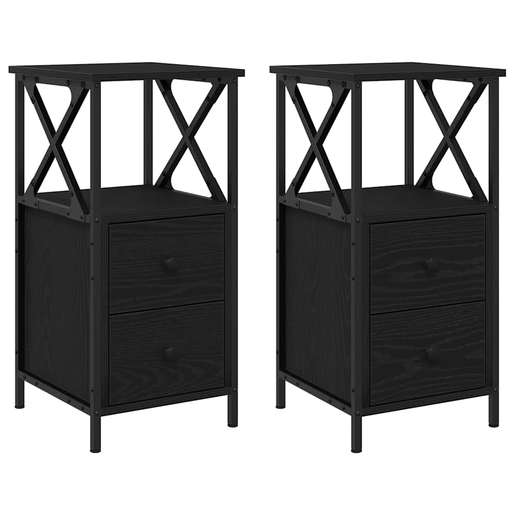 Cabinet de Chevet 2 pcs Chêne noir 34 x 35,5 x 70 cm