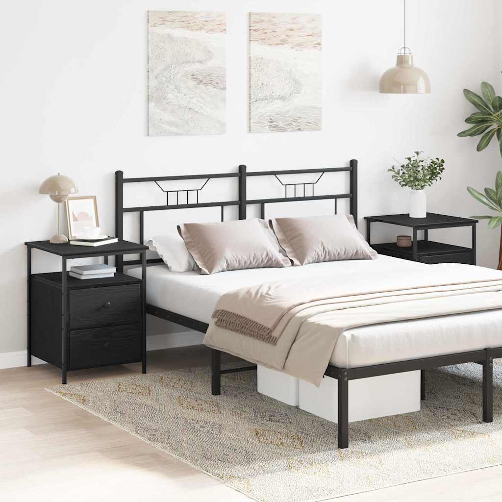 Cabinet de chevet avec tiroir 2 pcs Chêne noir 44 x 45 x 60 cm