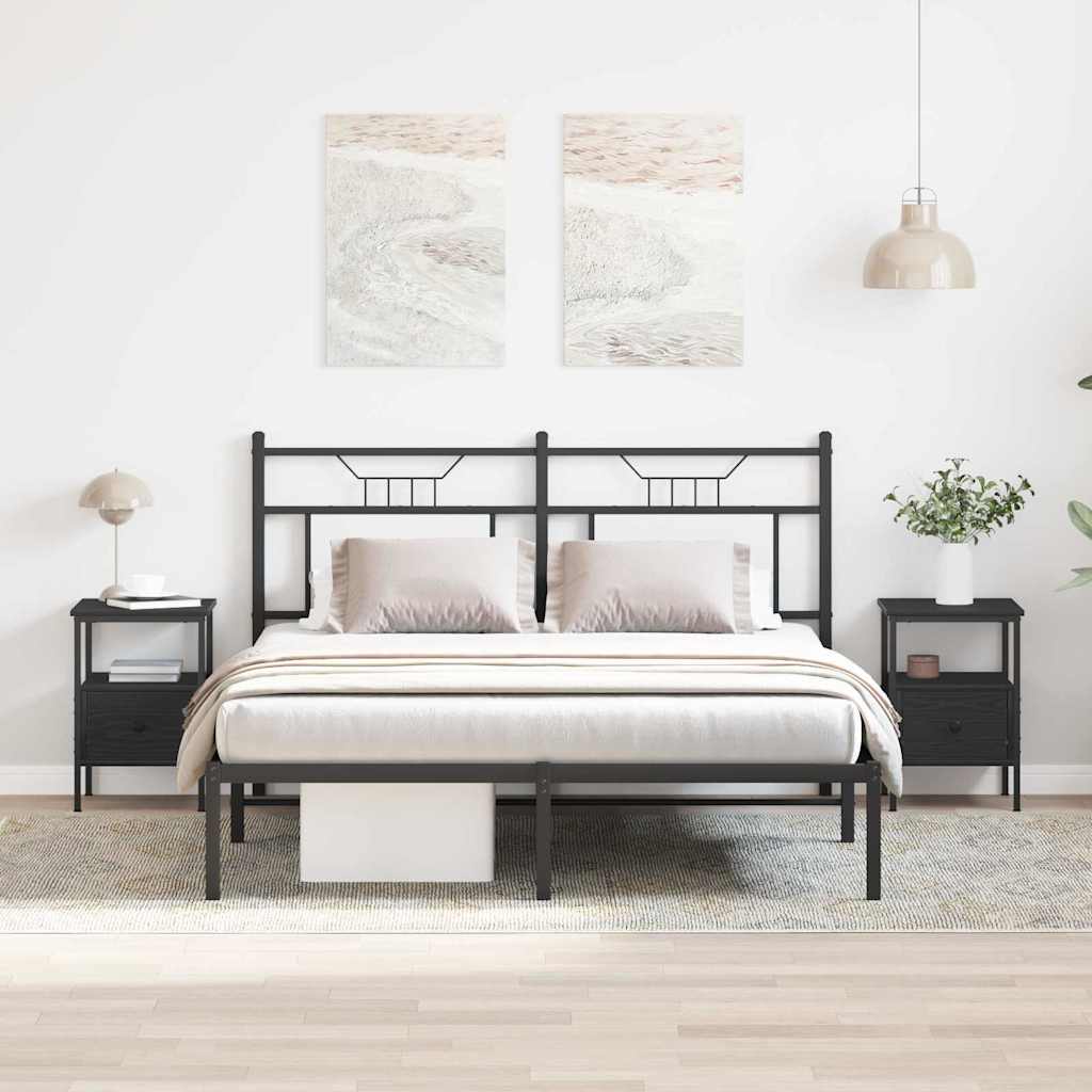 Table de chevet avec tiroir 2 pcs Chêne noir 34 x 36 x 50 cm