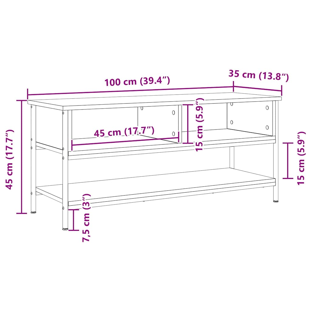 Meuble TV chêne artisanal 100 x 35 x 45 cm Bois d'ingénierie - XIOS