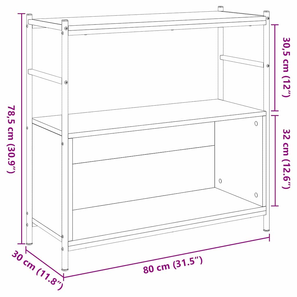 Étagère Chêne fumé 80 x 30 x 78.5 cm Bois d'ingénierie - XIOS