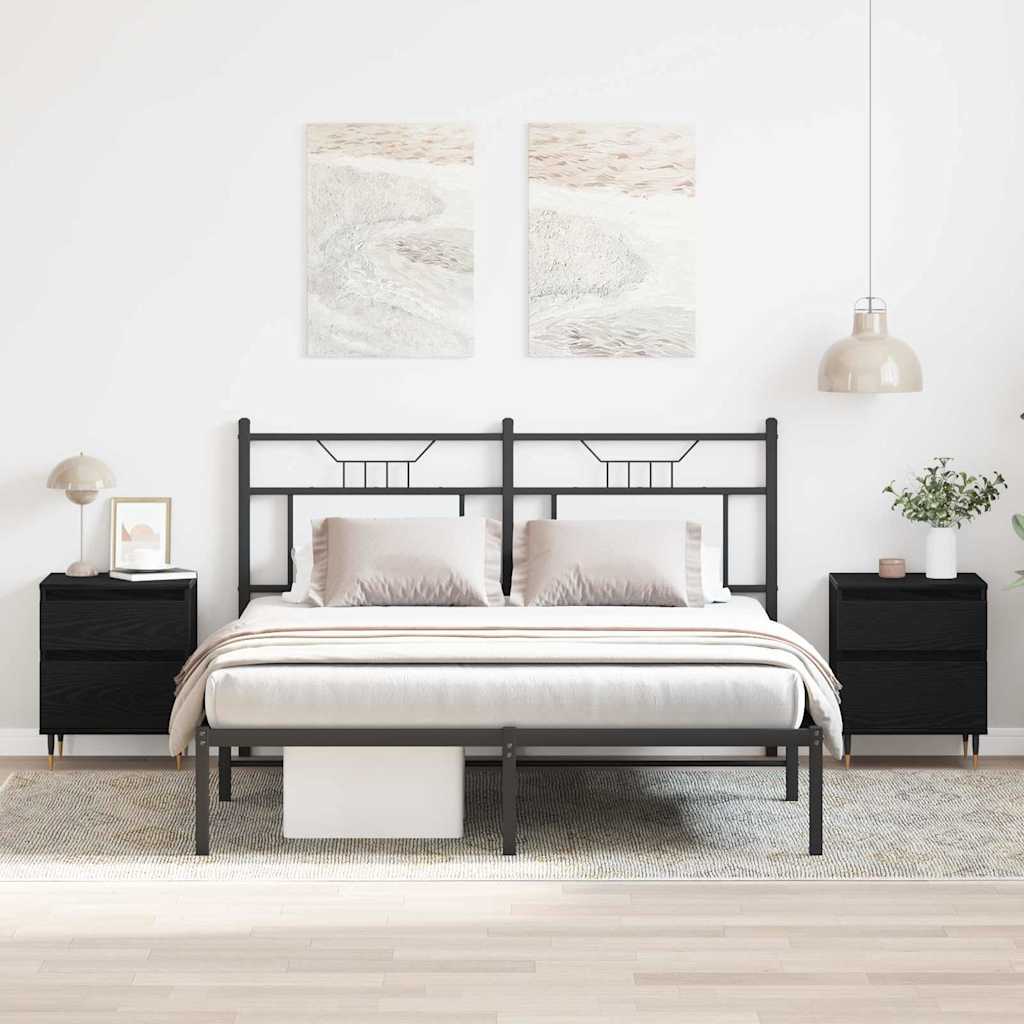 Cabinet de chevet avec tiroir 2 pcs Chêne noir 40 x 35 x 50 cm