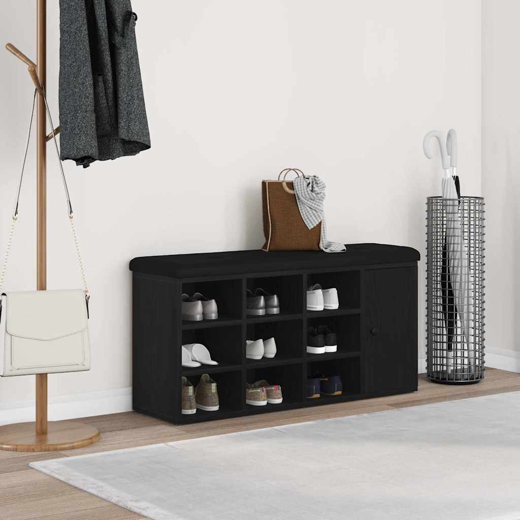 Banc à chaussures Noir 100 x 30 x 48 cm Bois d'ingénierie - XIOS