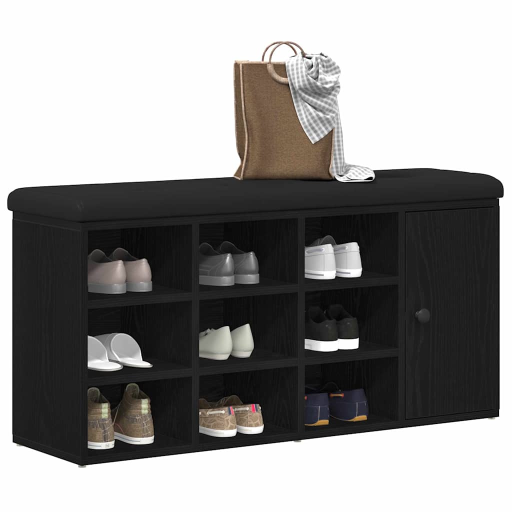 Banc à chaussures Noir 100 x 30 x 48 cm Bois d'ingénierie - XIOS