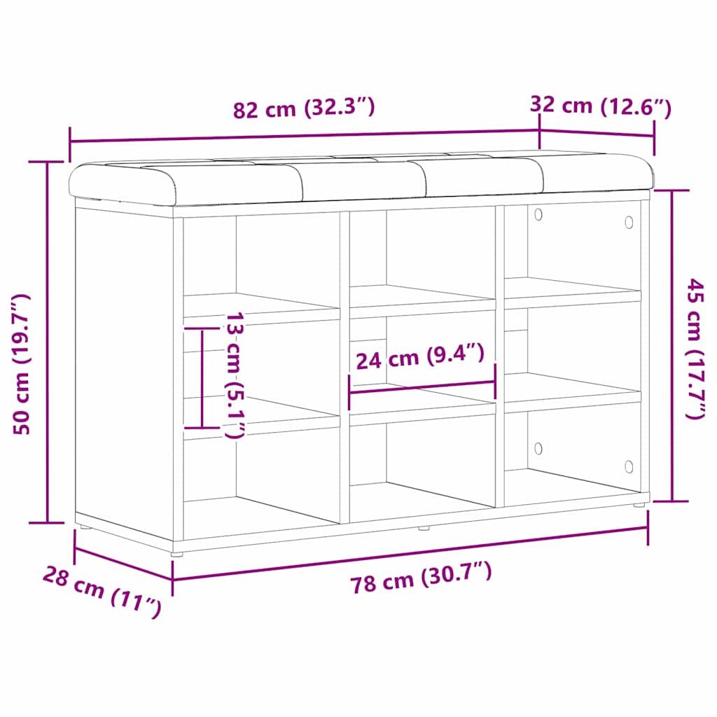 Banc à chaussures Noir 80 x 30 x 48 cm Bois d'ingénierie - XIOS