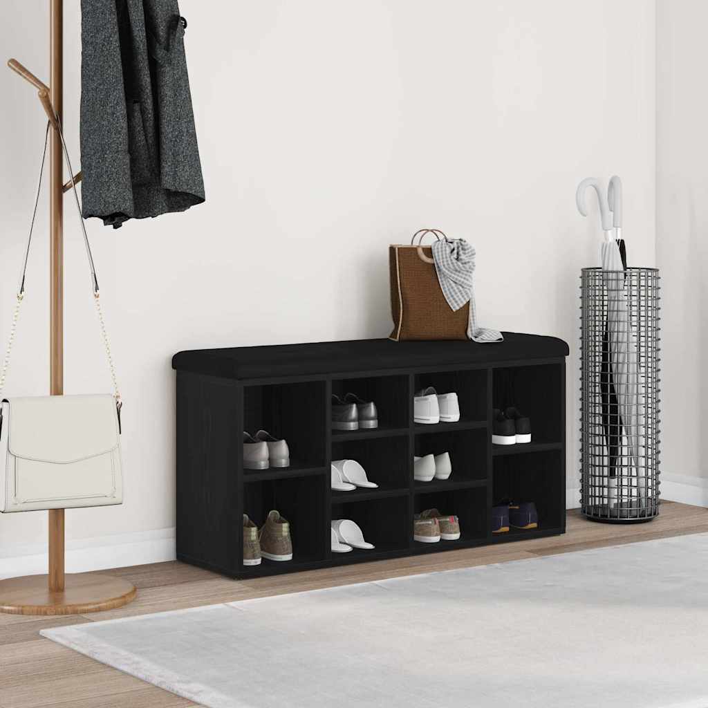 Banc à chaussures Noir 100 x 30 x 48 cm Bois d'ingénierie - XIOS