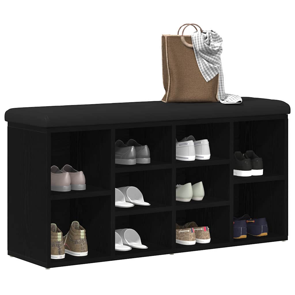 Banc à chaussures Noir 100 x 30 x 48 cm Bois d'ingénierie - XIOS
