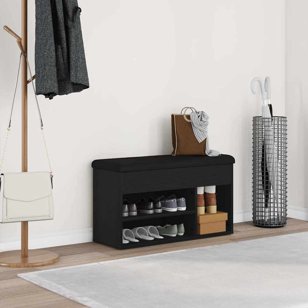 Banc à chaussures Noir 80 x 30 x 45 cm Bois d'ingénierie - XIOS
