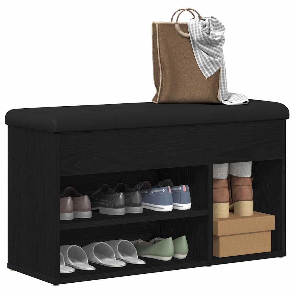 Banc à chaussures Noir 80 x 30 x 45 cm Bois d'ingénierie - XIOS