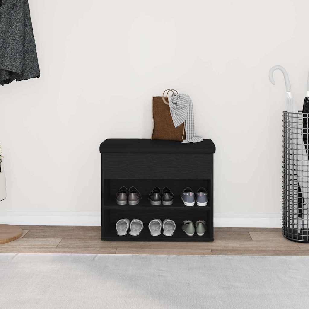 Banc à chaussures Noir 60 x 30 x 48 cm Bois d'ingénierie - XIOS