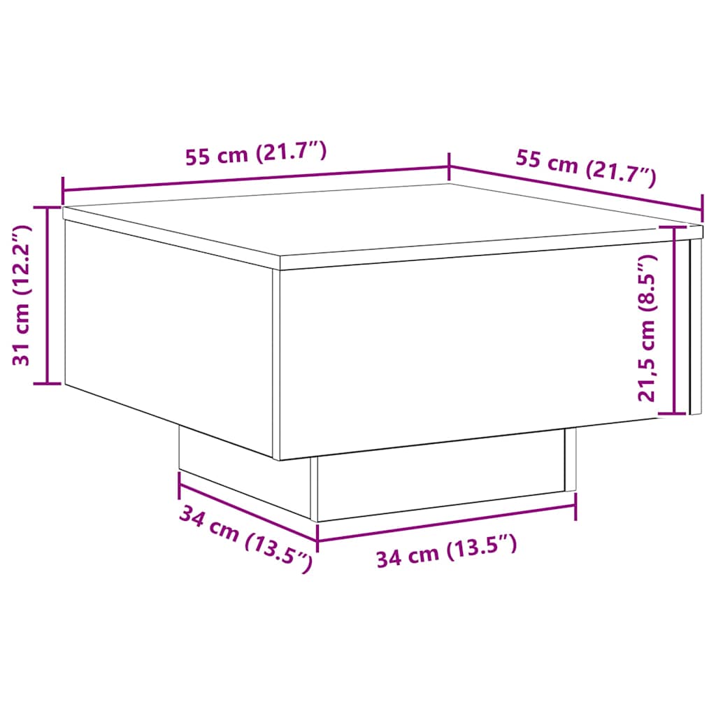 Table basse Chêne artisanal 55 x 55 x 31 cm Bois d'ingénierie - XIOS