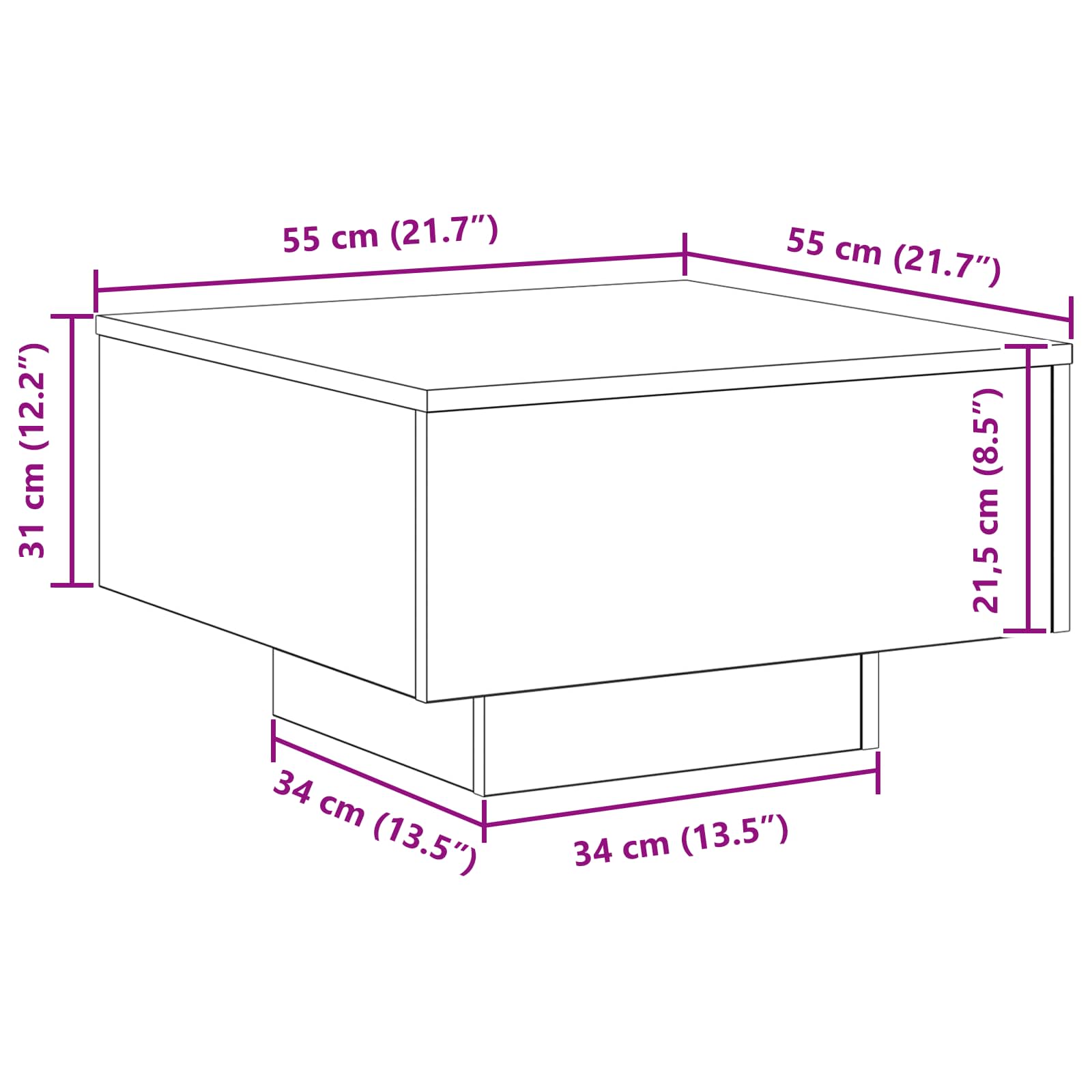 Table basse Chêne noir 55 x 55 x 31 cm Bois d'ingénierie - XIOS