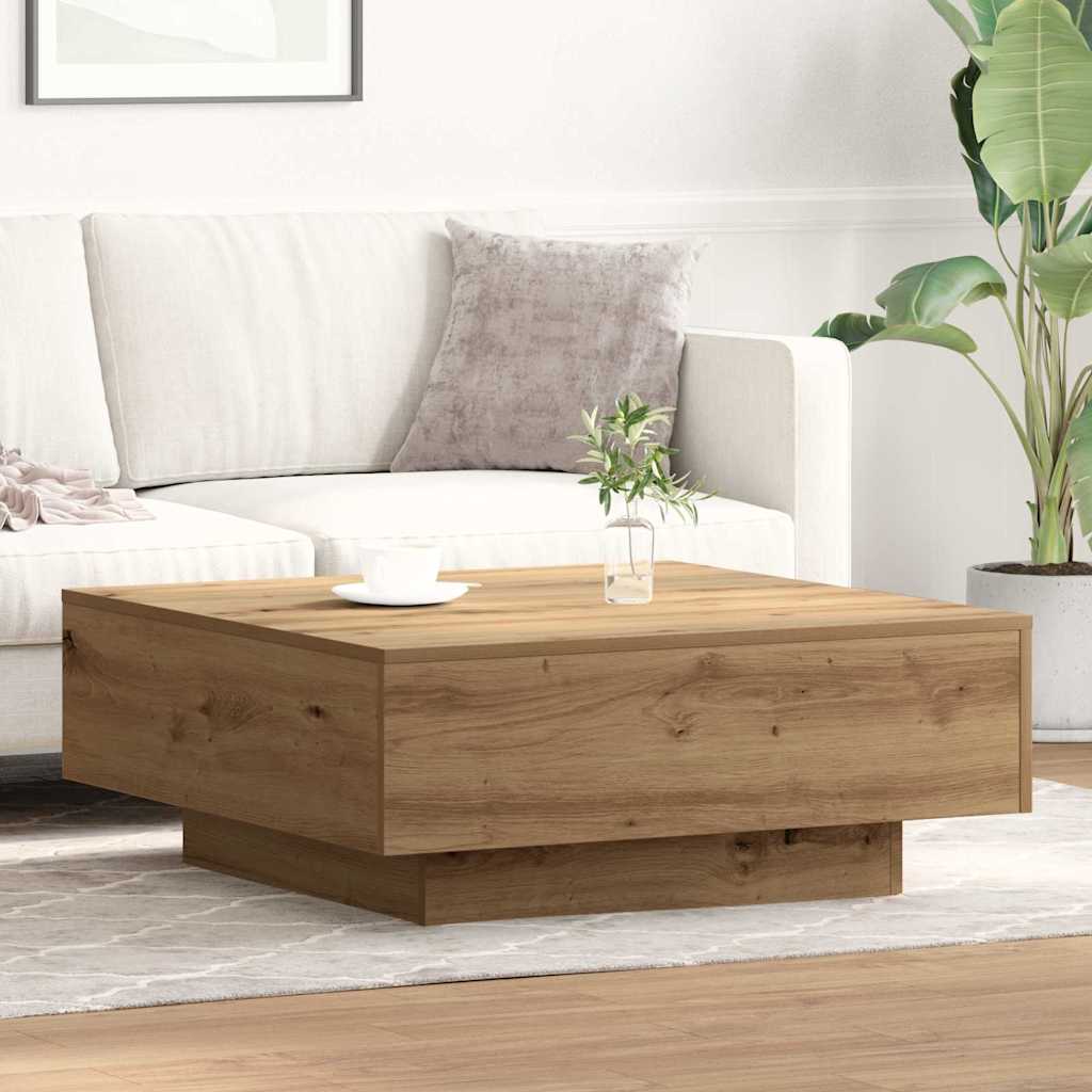 Table basse chêne artisanal 80 x 80 x 31 cm Bois d'ingénierie - XIOS