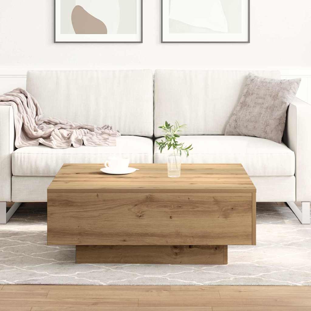 Table basse chêne artisanal 80 x 80 x 31 cm Bois d'ingénierie - XIOS