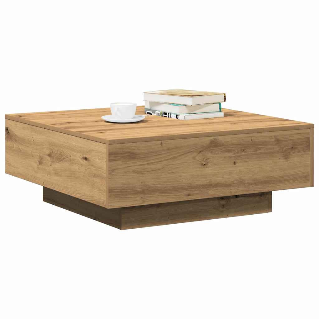 Table basse chêne artisanal 80 x 80 x 31 cm Bois d'ingénierie - XIOS