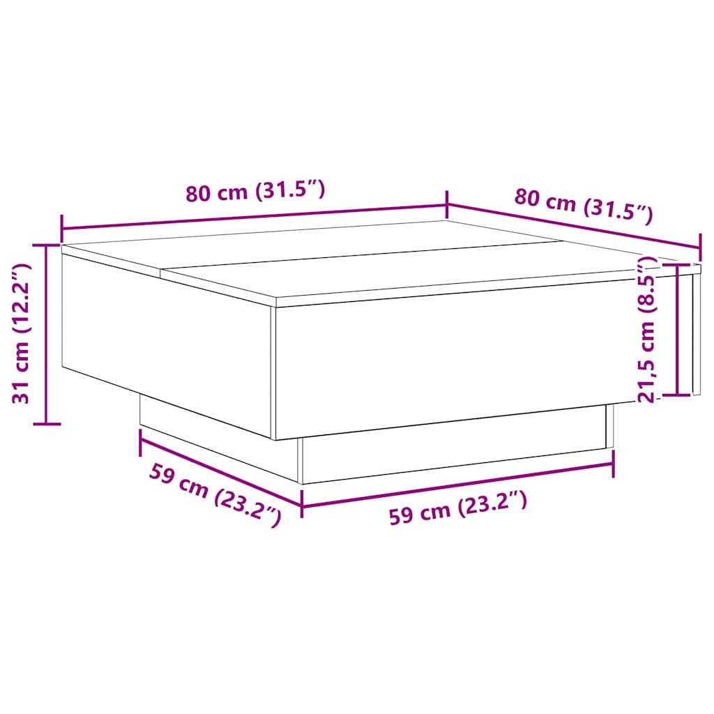 Table basse Chêne noir 80 x 80 x 31 cm Bois d'ingénierie - XIOS