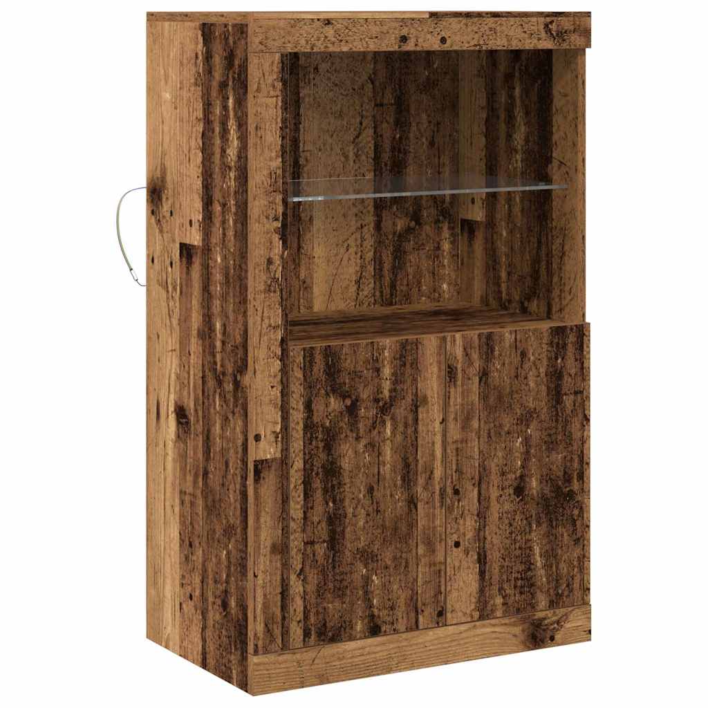 Buffet vidaXL avec lumières LED en bois vieilli 60,5x37x100 cm