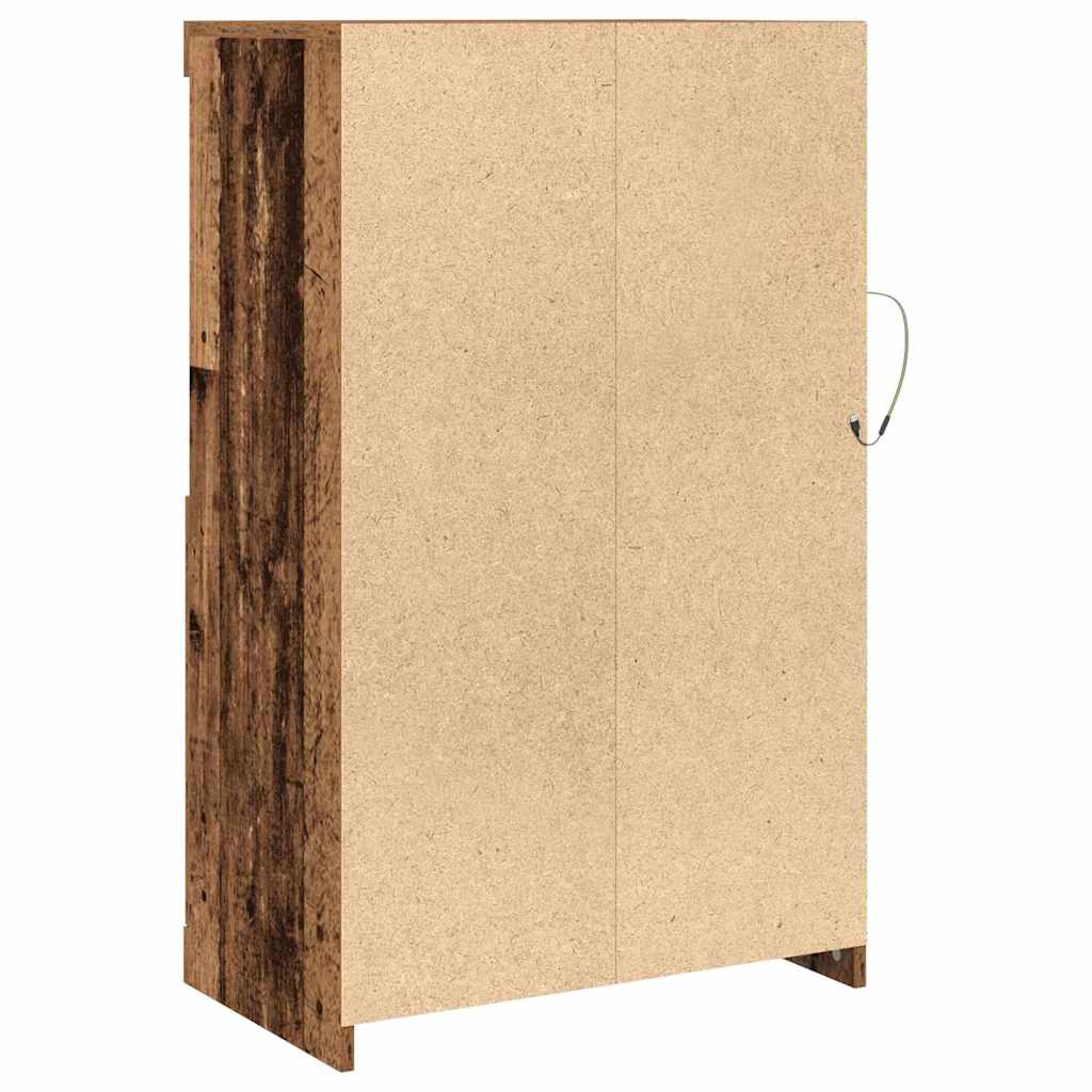 Buffet vidaXL avec lumières LED en bois vieilli 60,5x37x100 cm