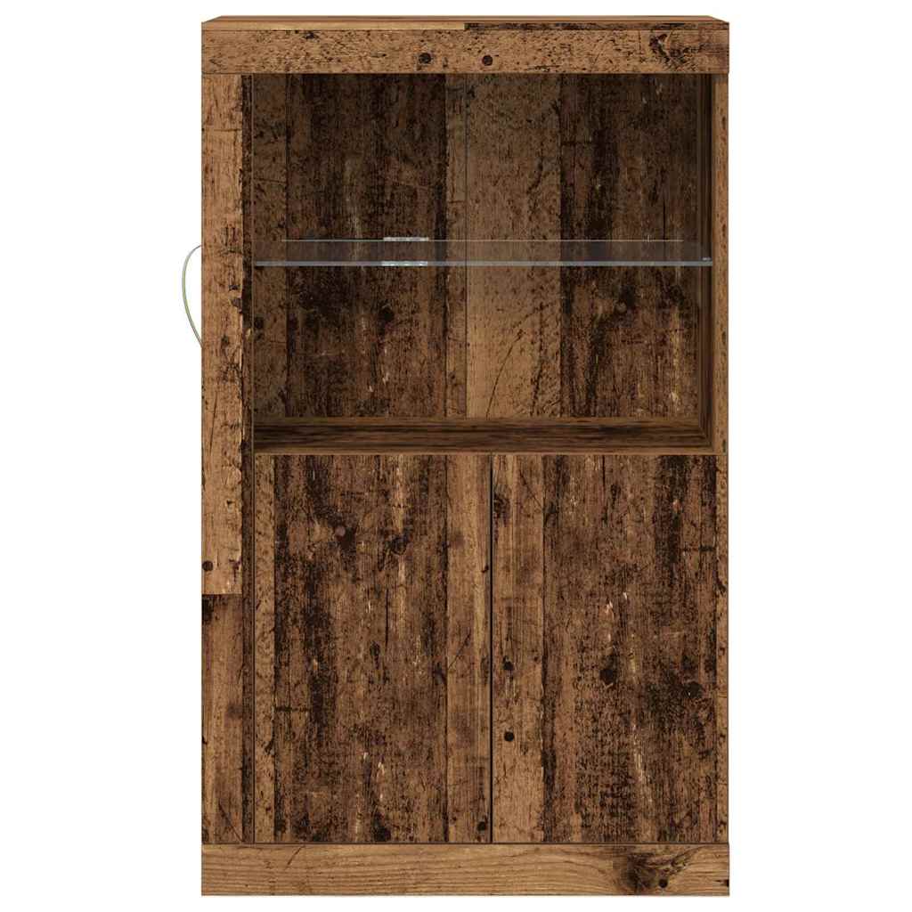 Buffet vidaXL avec lumières LED en bois vieilli 60,5x37x100 cm