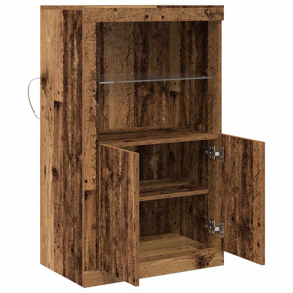 Buffet vidaXL avec lumières LED en bois vieilli 60,5x37x100 cm