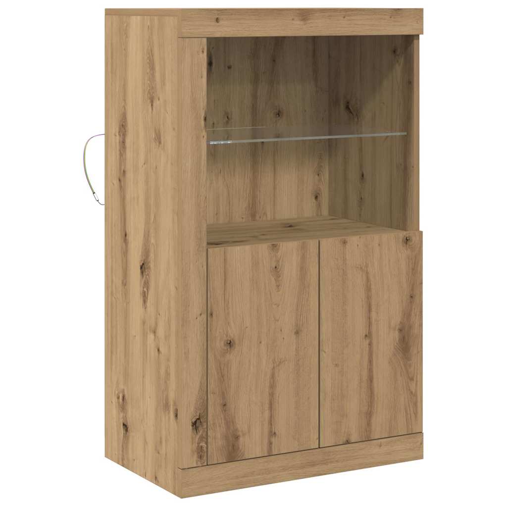 Buffet vidaXL avec lumières LED Chêne artisan 60,5x37x100 cm