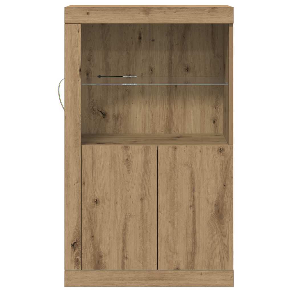 Buffet vidaXL avec lumières LED Chêne artisan 60,5x37x100 cm