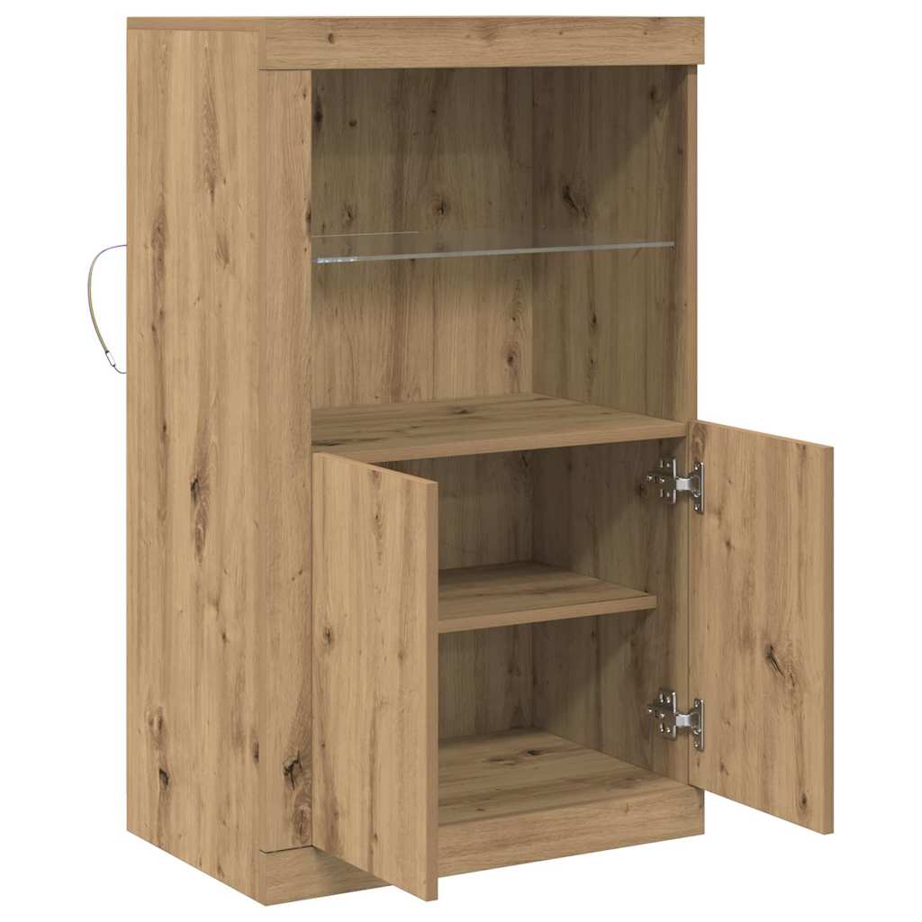 Buffet vidaXL avec lumières LED Chêne artisan 60,5x37x100 cm
