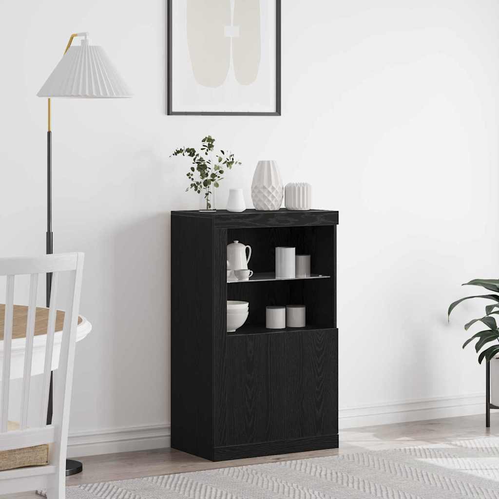 Buffet vidaXL avec lumières LED Chêne noir 60,5x37x100 cm
