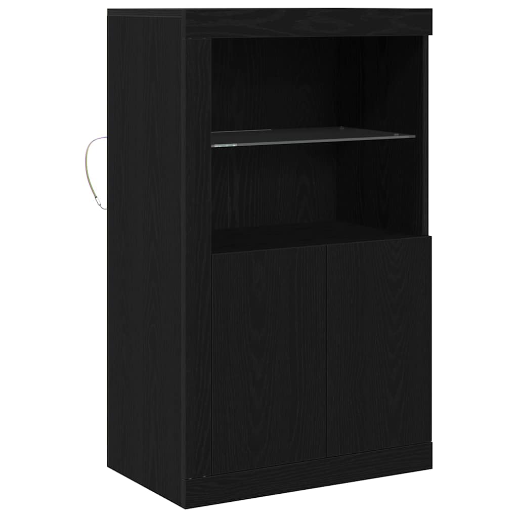 Buffet vidaXL avec lumières LED Chêne noir 60,5x37x100 cm