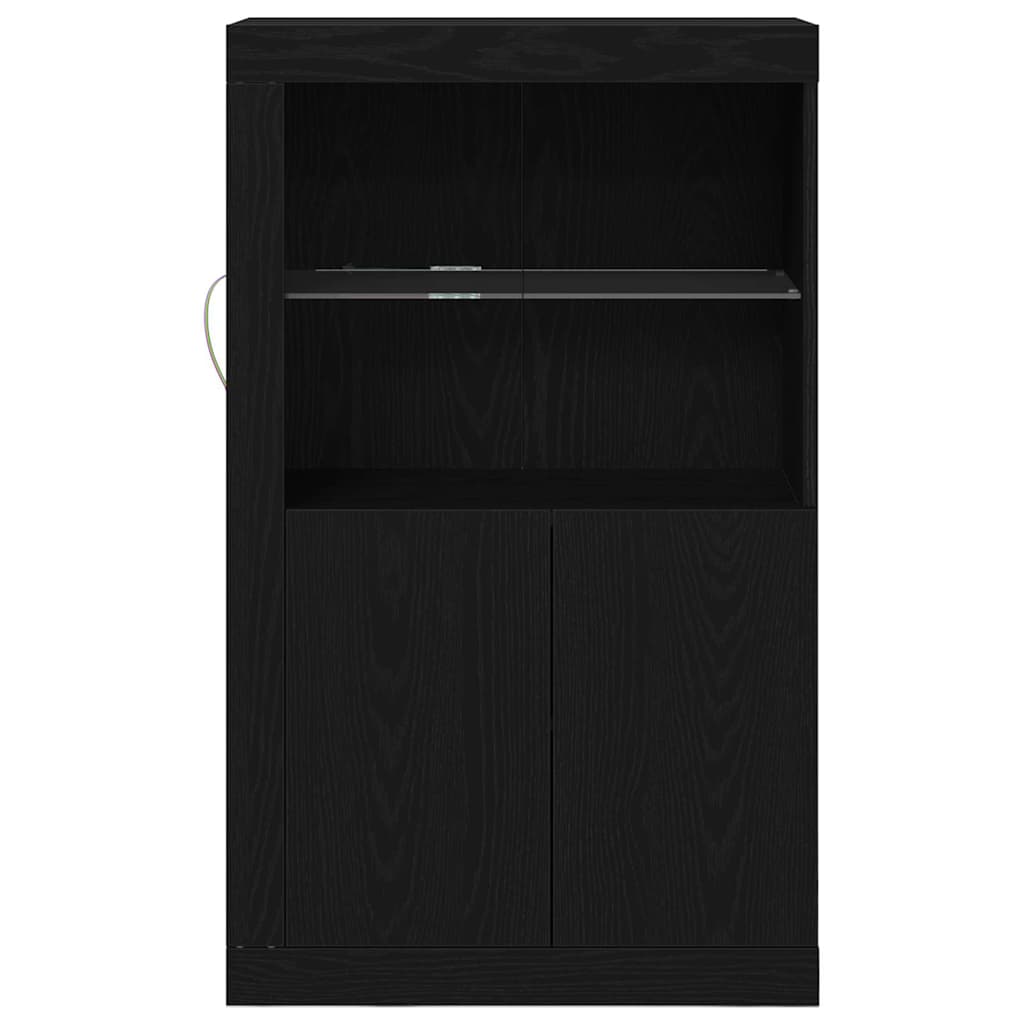 Buffet vidaXL avec lumières LED Chêne noir 60,5x37x100 cm