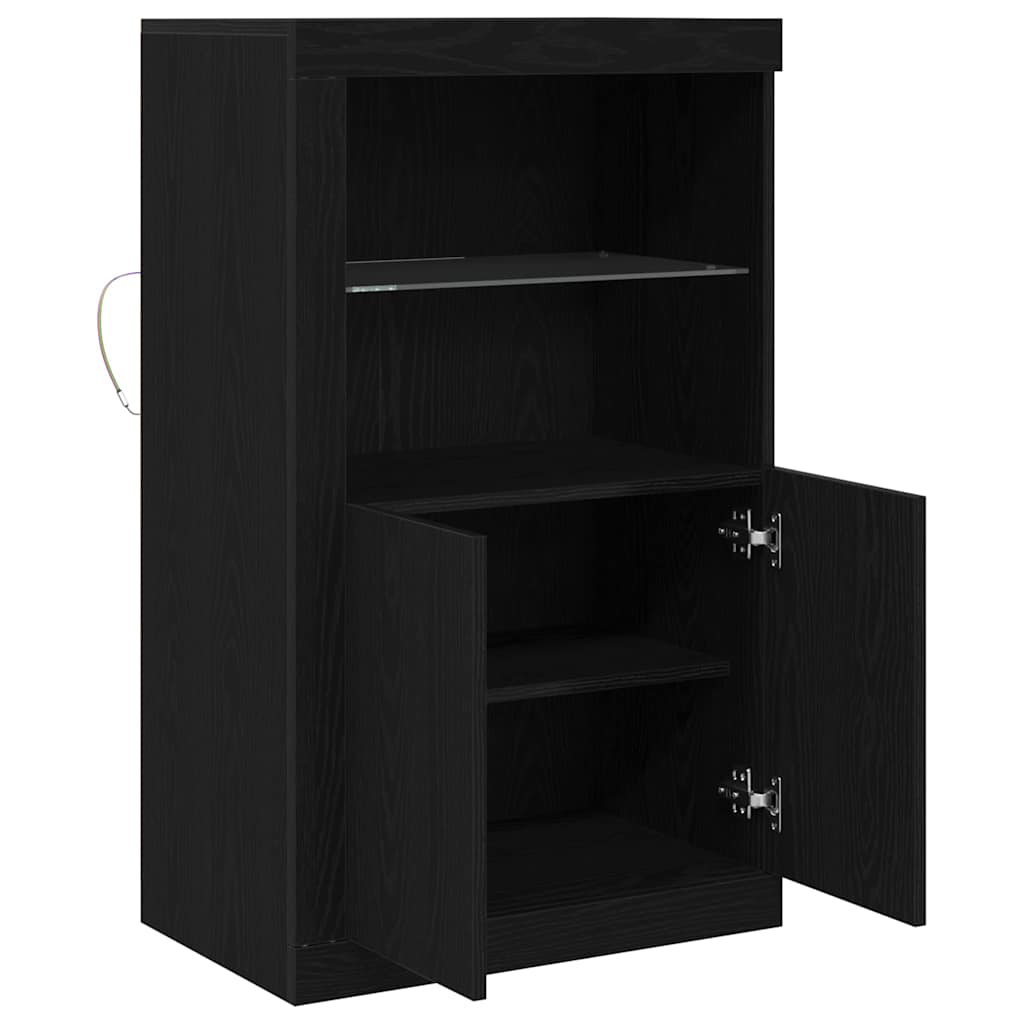 Buffet vidaXL avec lumières LED Chêne noir 60,5x37x100 cm