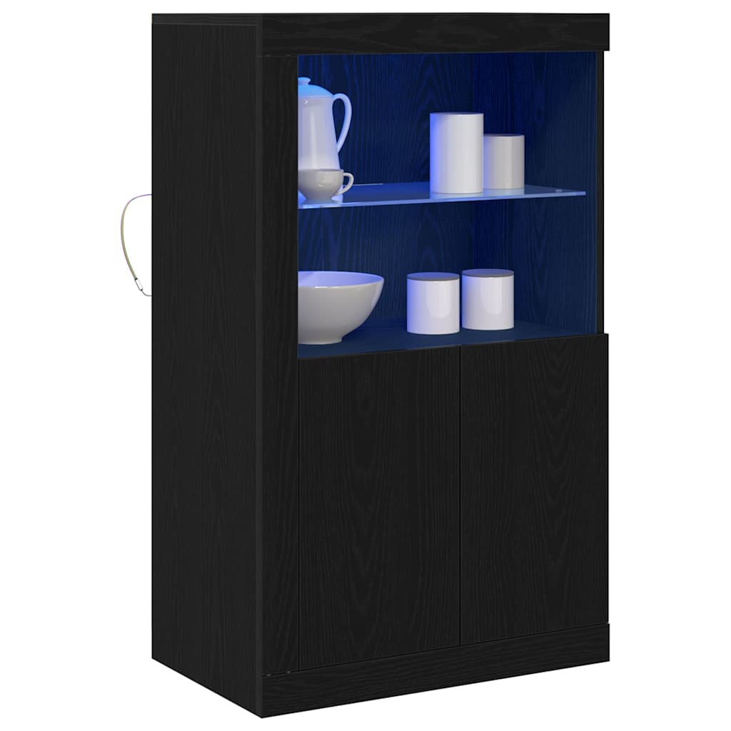 Buffet vidaXL avec lumières LED Chêne noir 60,5x37x100 cm