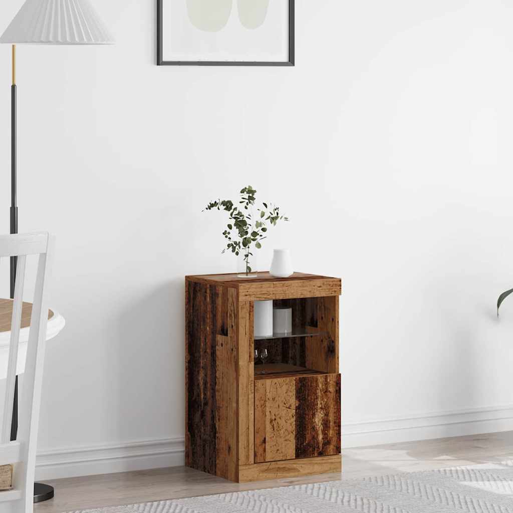 Buffet vidaXL avec éclairage LED en bois ancien 41x37x67 cm