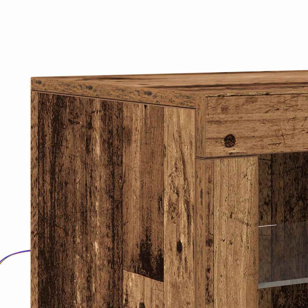 Armoires latérales avec lumières LED 2 pcs Bois ancien 41x37x67 cm