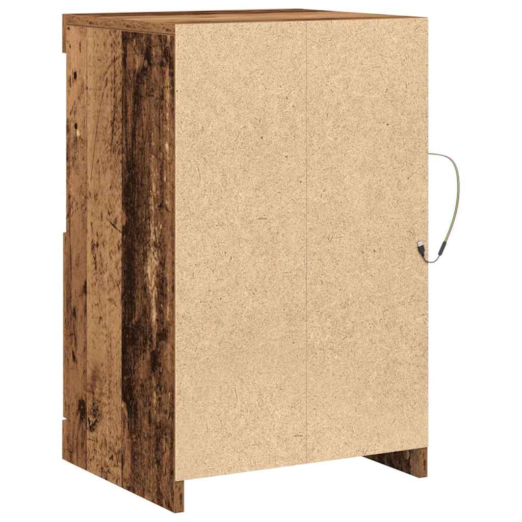 Armoires latérales avec lumières LED 2 pcs Bois ancien 41x37x67 cm