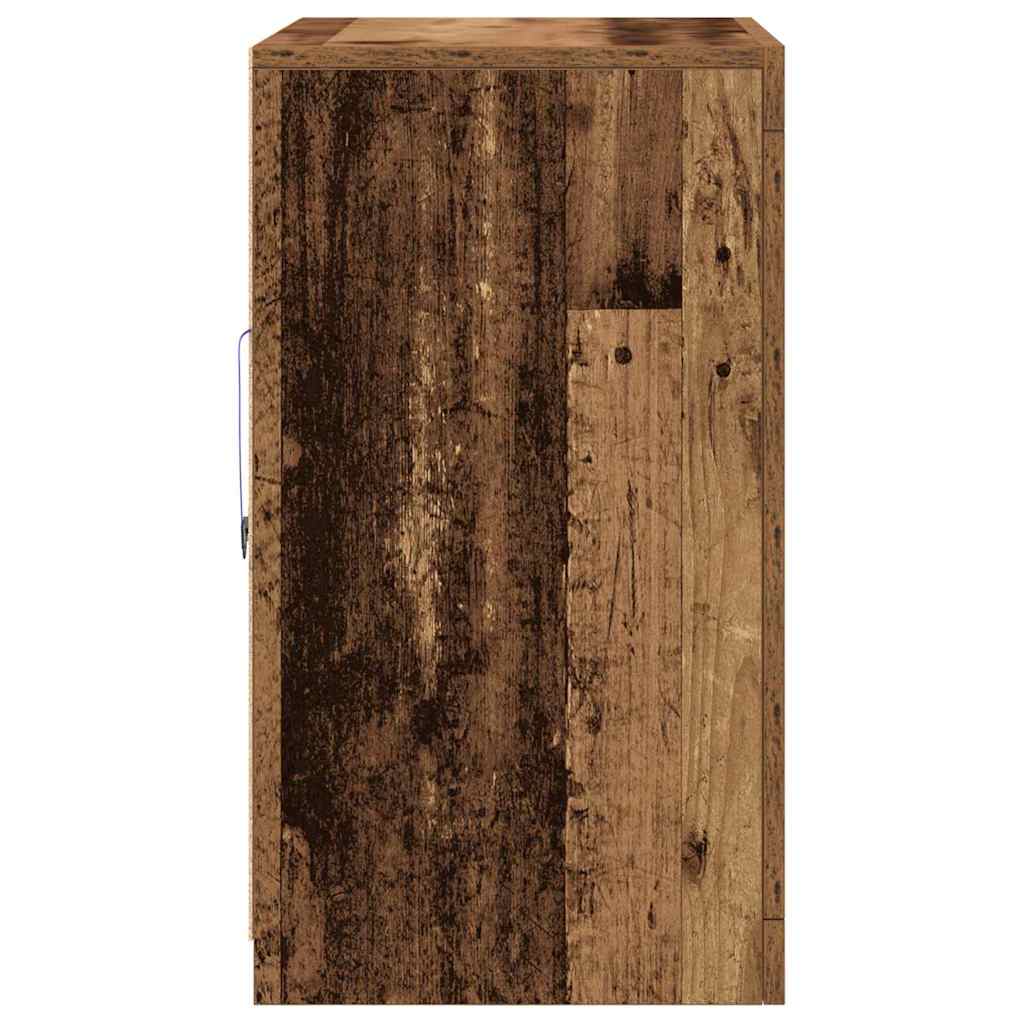 Armoires latérales avec lumières LED 2 pcs Bois ancien 41x37x67 cm
