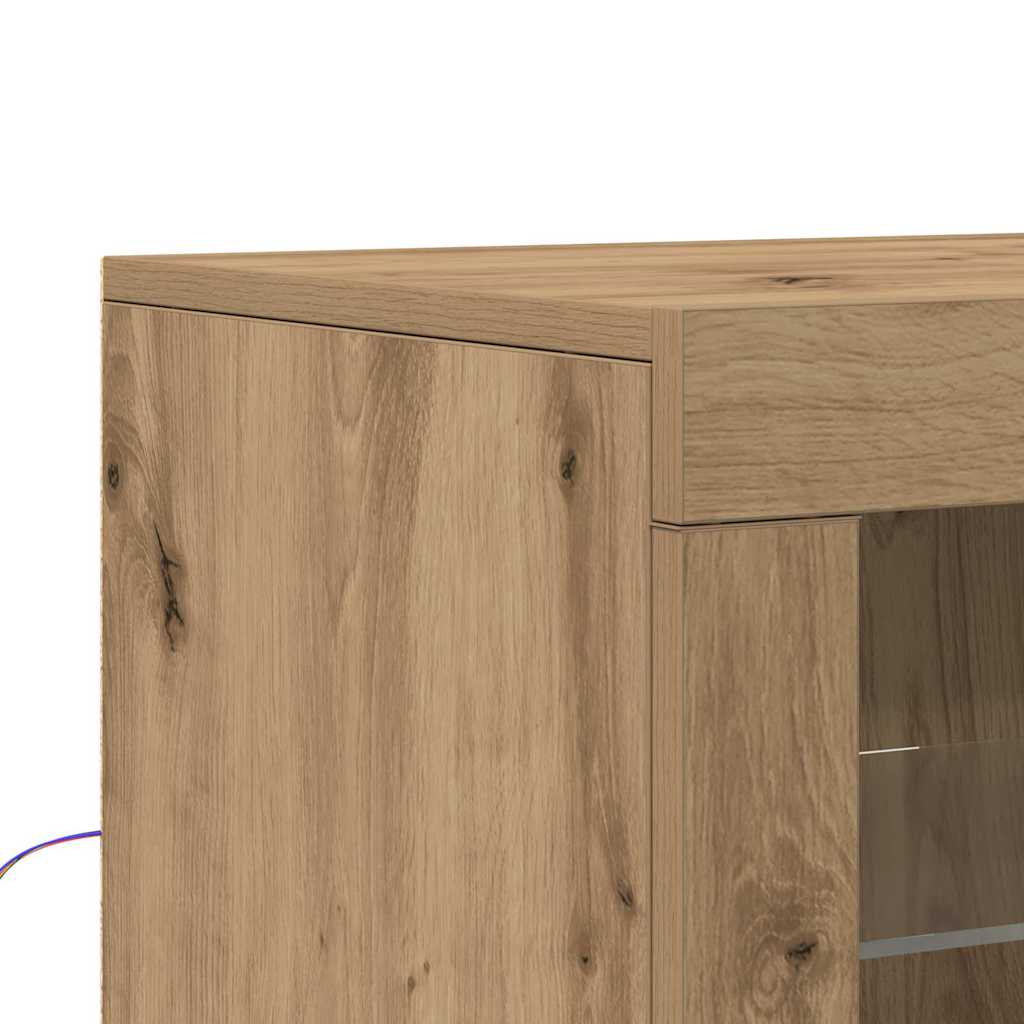 Buffets avec éclairage LED 2 pcs Chêne artisanal 41x37x67 cm
