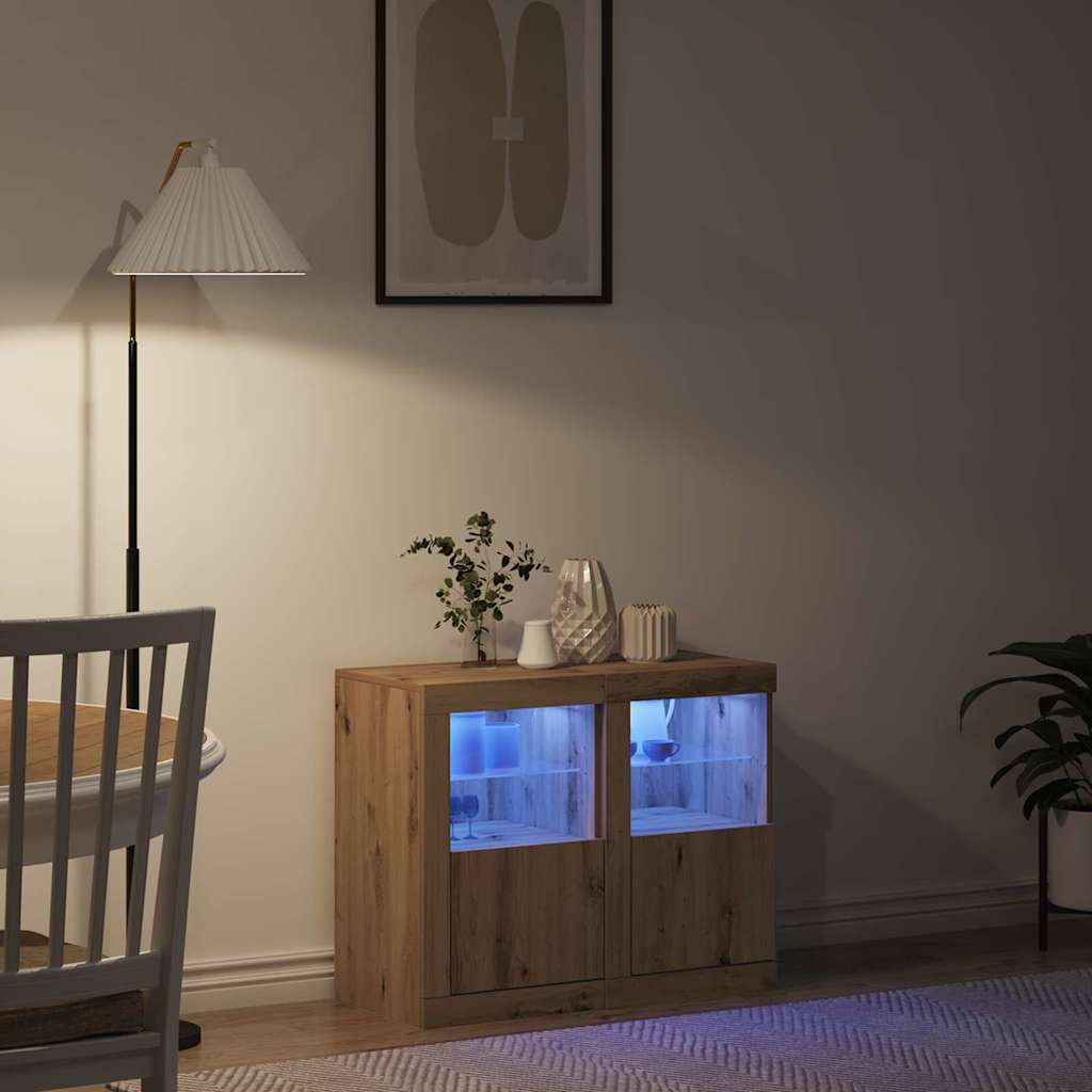 Meuble d'appoint 2 pcs chêne artisanal 41 x 37 x 67 cm - XIOS