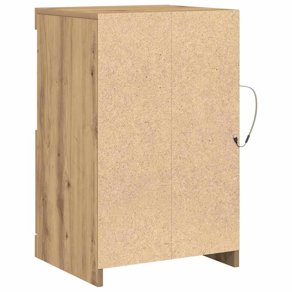 Buffets avec éclairage LED 2 pcs Chêne artisanal 41x37x67 cm